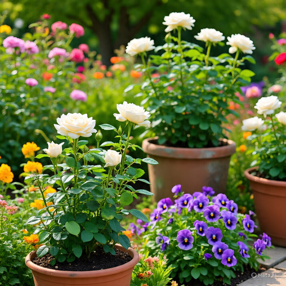 roses in container