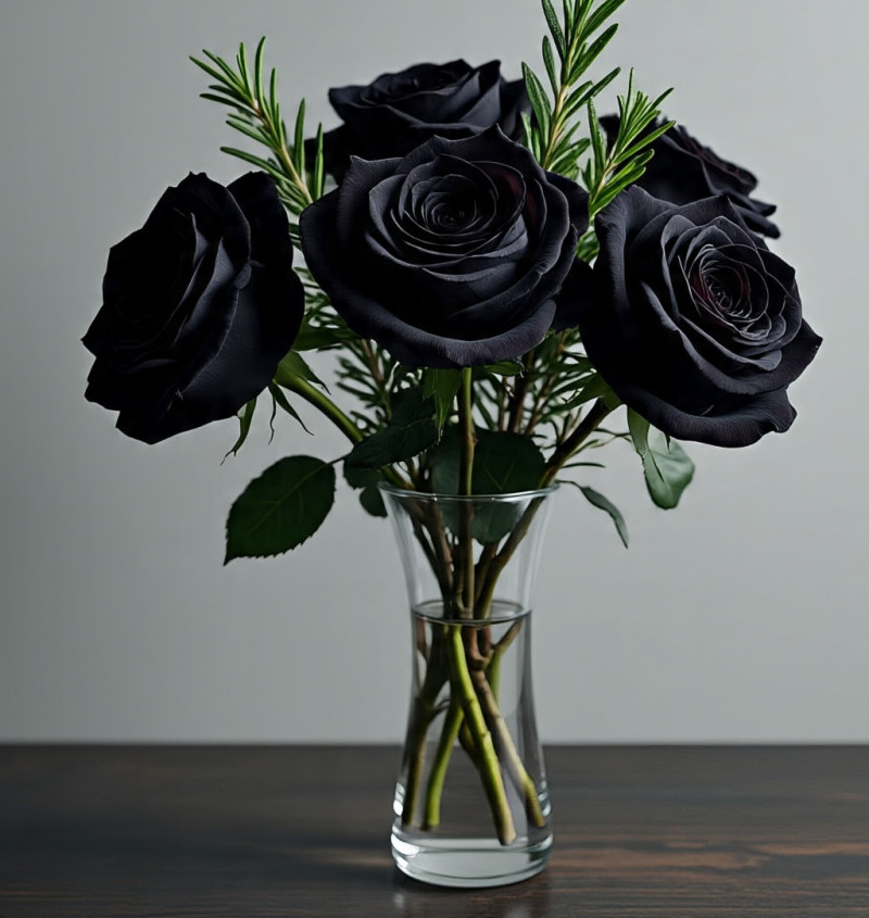 black rose vase