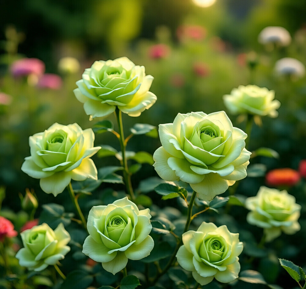 green rose in a garden