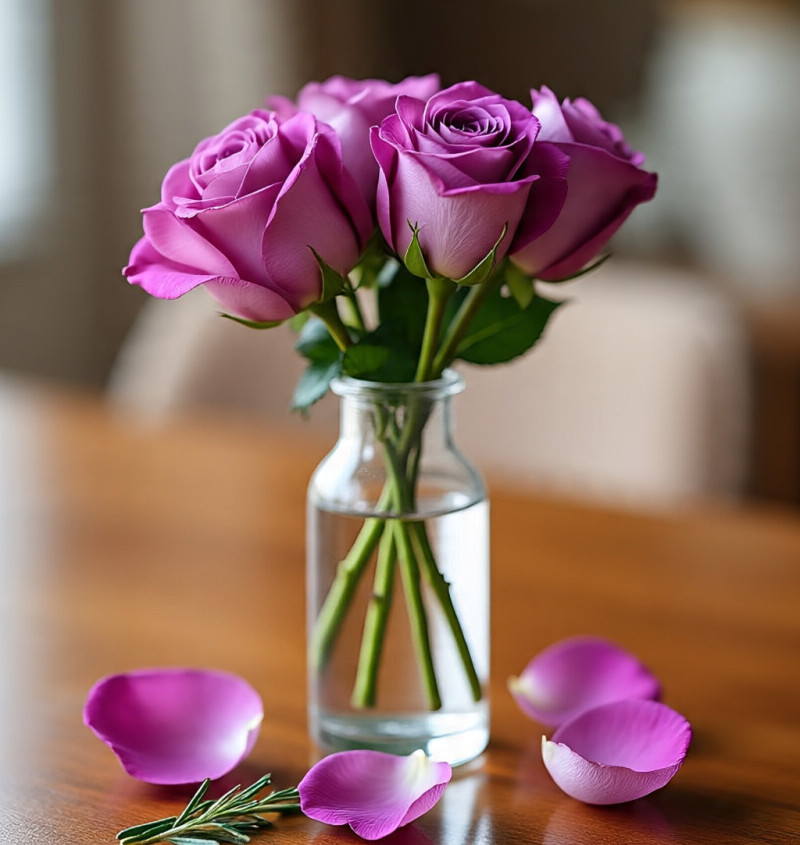 purple rose vase
